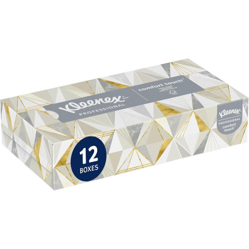 Professionele 2-laags witte gezichtstissues, 125 per doos, 12 dozen.