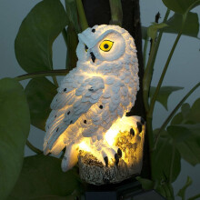 Lampe solaire de jardin en résine, motif hibou, étanche, pour l'extérieur