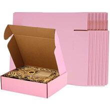 Cutii de transport roz 28x23x7,6 cm, pachet de 26, cutie de carton ondulat, pliant pentru broșuri pentru întreprinderi mici (roz)
