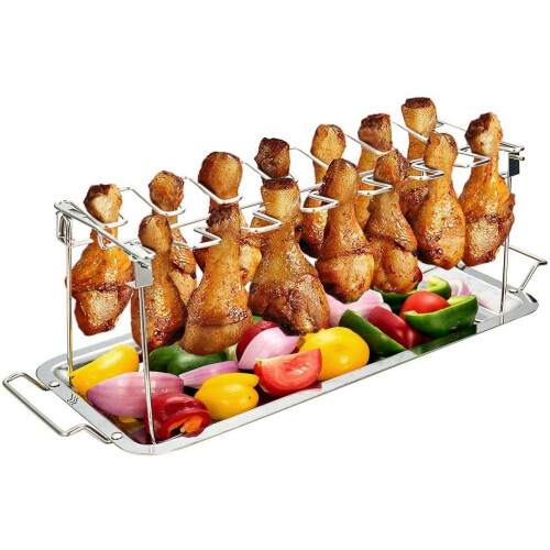 Grillstativ til kyllingelår i rustfrit stål, grillstativ til non-stick grill