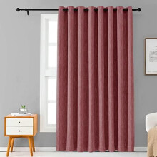 Elegant Burgundy Cotton Blackout Curtains for Sliding Glass Door, 100x84", Thermal Insulated, Grommet Top, 1 Panel