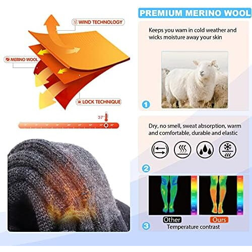 Κάλτσες σκι από μαλλί Merino, Κάλτσες για κρύο καιρό για σνόουμπορντ, Χιόνι, 1