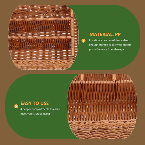 Panier de rangement pour couverts, imitation rotin chocolat, 1 pièce 1
