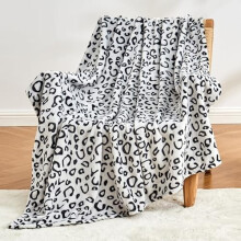 Leopard Print Blanket Fleece Throw for Bed Sofa Travel and Camping, Super Soft Cozy Fluffy Plush Cheetah Print Blanket for All Seasons 50"x60" (Grey)