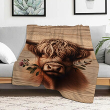 Manta de franela Highland Cow Flowers, suave, cálida y acogedora, multiusos, 40x50 pulgadas.