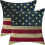 Conjunto de 2 capas de almofada vintage em linho com a bandeira americana, 50x50cm (20x20 polegadas). 1