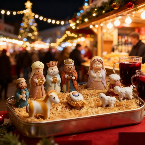 Mini julkrubbaset i plåtask – Heliga familjen 2