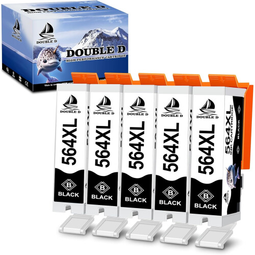 JUNXIAO-564XL Συμβατό δοχείο μελάνης αντικατάστασης για HP564XL (5Black), Υψηλή απόδοση για 1