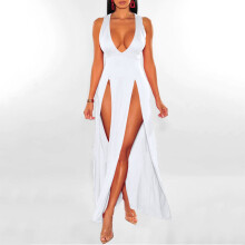Rochii de club pentru femei, rochie lungă de vară, rochie lungă cu decupaj în V adânc, rochie multicoloră, rochie de club de noapte, rochie