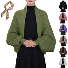 Manteau châle tricoté ajouré Rufenpurify Fashion, manteau châle tricoté pour femme, chaud, léger et polyvalent