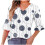 Γυναικεία Μπλούζα με Στάμπα και V-Neck, Πλισέ, Μανίκια στο Ένα Τέταρτο, Βολάν – Άνετο 1