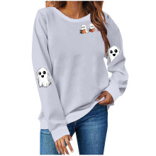Női Halloween pulóver, szellem ing, kísérteties évszak Halloween pulóver, kereknyakú, őszi pulóver felsők