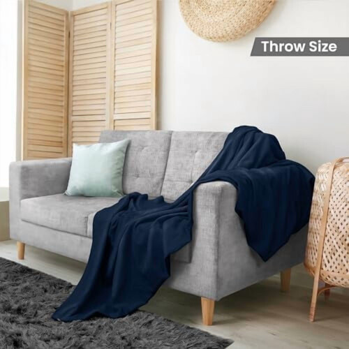 Manta térmica azul-marinho 100% algodão, 228 x 228 cm (90 x 90 polegadas) 1