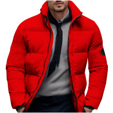 Seaicéid Gheimhridh d'Fhir Seaicéad Puffer Faiseanta Cótaí Cadáis Stuáilte Muinchille Fada Seaicéad Zipper Dath Soladach Te