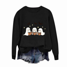 Halloween-Hoodie für Damen mit kurzem Saum | Pullover mit Geister- und Augenmotiv | Beige Highlights + 8 Farben