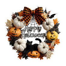Halloween Pumpkin & Skull Acrylic Wreath