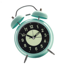 Vintage Loud Alarm Clock with Double Bells and Nightlight Quiet Mechanism Glowing in Dark Dials Desk Clock for Bedroom