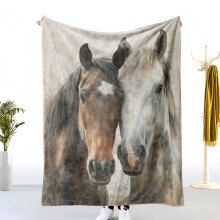 Horse Pattern Coral Fleece Blanket Double-Sided 150x200cm