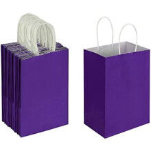Fialové darčekové tašky z kraftového papiera 5,25 x 3,25 x 8,25 palca (50 ks)