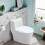 Housse de couvercle de toilette extensible et élastique, lavable, 43 x 58 cm 4