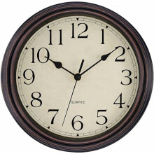 Retro Silent Non-Ticking Round Classic Clock Quartz Decorative Battery Operated Wall Clock for Living Room Kitchen Home Office 12 Inch (Bronze)