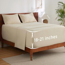 4-teiliges Bettwäscheset für Queensize-Matratzen mit tiefen Taschen, passend für Matratzen bis zu 53 cm Höhe, sanftes, feuchtigkeitsableitendes