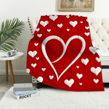 Shangniulu Red Love Heart Throw Blanket – Soft Fuzzy Fleece for Couch, Sofa, Bed – Valentine's Day & Anniversary Decor – Compatible with Home