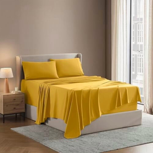Ensemble de draps en microfibre Queen – Doublement brossés, poches profondes,