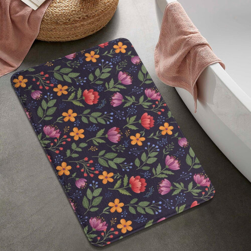 Tapete de banheiro Pioneer Flower Floral Antiderrapante 20x32 polegadas 1