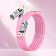 240W 4-i-1 USB-C snabbladdningskabel, flätad aluminium, kompatibel med Samsung, Xiaomi, Apple, iPhone, iPad