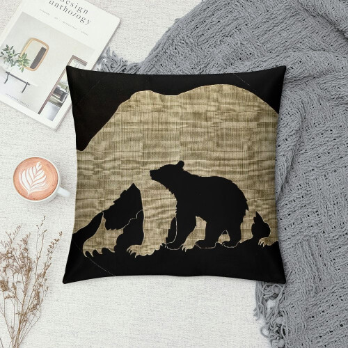 Housse de coussin carrée noire en peluche courte 1