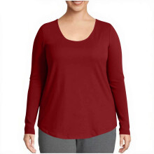 Camisetas femininas casuais lisas com gola redonda e mangas compridas, tamanhos P a 5XG.