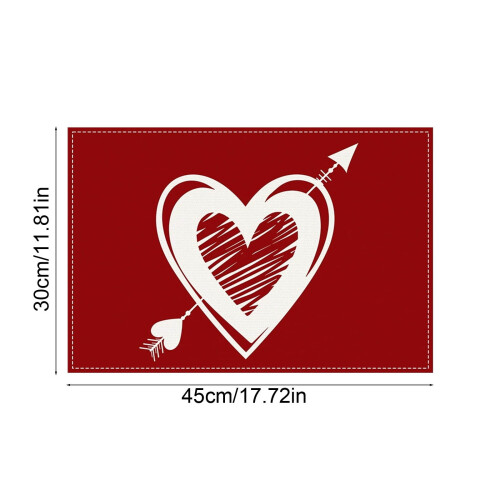 Linen Heart Print Placemat 30x45cm 2