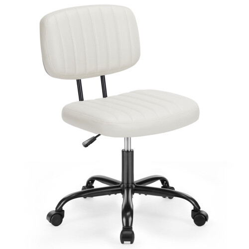 Armless Swivel Office Desk Chair, White