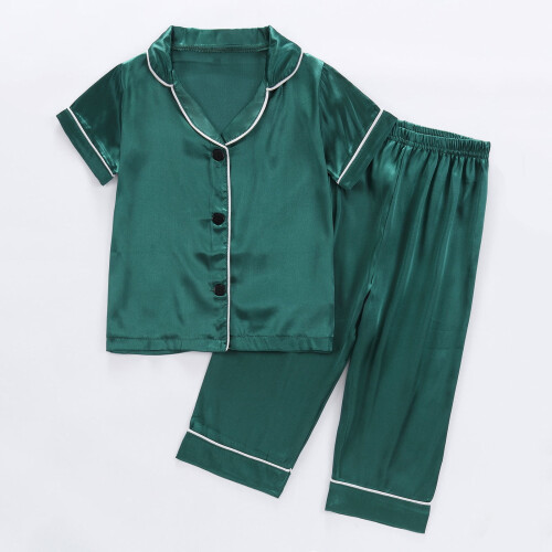 Barn Flickor Pyjamas Set Silkeslen Pyjamas Button-down Sovkläder Nattkläder Loungekläder Kläder Set Presenter 1