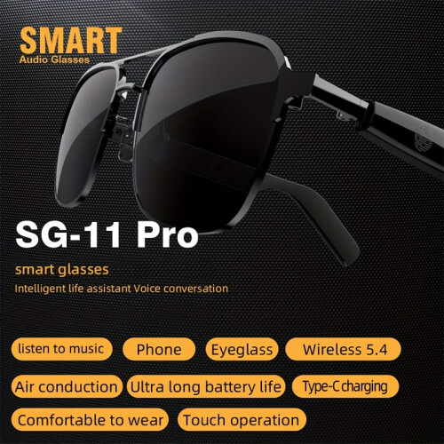 SG11PRO Unisex AI Smart Glasses | Bluetooth | Touch Control | Voice Assistant