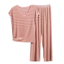Ensemble de nuit grande taille pour femme, en modal rayé, composé d'un débardeur sans manches à col V et d'un pantalon ample à poches