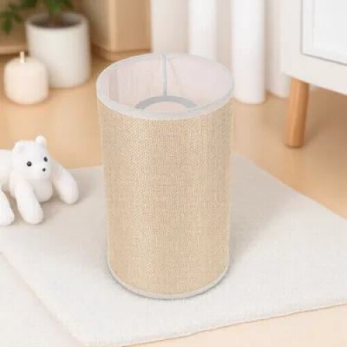 Abajur cilindric bej din material textil pentru bec E27 de podea sau de masă