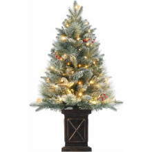 Sapin de Noël floqué pré-illuminé de 90 cm à 135 cm avec 70 lumières LED