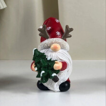 Weihnachtsmann-Figur aus Kunstharz mit Geschenken und Baum – 15 cm