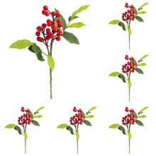 MOQIN Lot de 10 tiges de baies rouges artificielles, baies de houx bordeaux pour sapin de Noël, couronne, compositions florales – Compatible avec