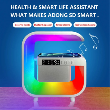 Trådlös laddningsstation Bluetooth5.0-högtalare Multifunktion FM TF RGB Nattlampa Snabbladdningsstation för Smartphone-B