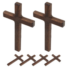 OUNONA 6 Pcs Crucifixes Vintage Wooden Cross Baby Man 12.00X7.00X1.00CM Brown