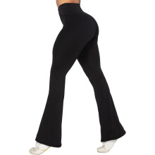 Női trapéz leggings hasformáló keresztezett derékkal és széles szárral
