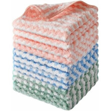 Mikrofiberkluter, 6-pakning (28,5 x 35,5 cm), absorberende, stripefrie, lofrie, gjenbrukbare og vaskbare, blandede farger med kantbånd