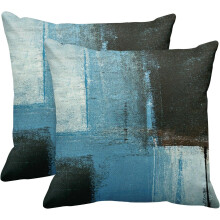 Abstracte sierkussenhoezen blauwbruin, 2 stuks, 18x18 inch