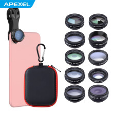 APEXEL10-dielna sada objektívov pre fotoaparát telefónu: širokouhlý, makro, rybie oko, teleobjektív, CPL, hviezdicový, radiálny, prietokový,