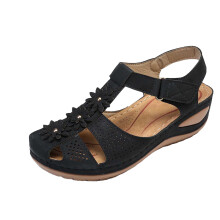 Sandals Dingeacha Ardáin le Bláthanna Loga do Mhná, Sandals Babhta le Bláthanna Loga compordacha do Mhná Sandals le Bonn Bog
