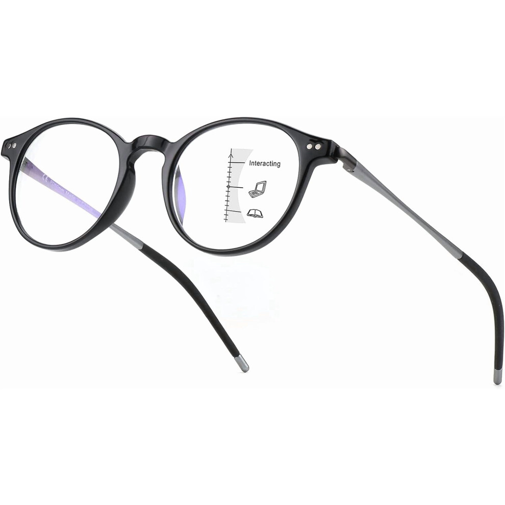 Ultralight Round Progressive Reading Glasses Blue Light UV
