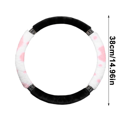 Women's Winter Cowhide Steering Wheel Cover Soft Warm 2